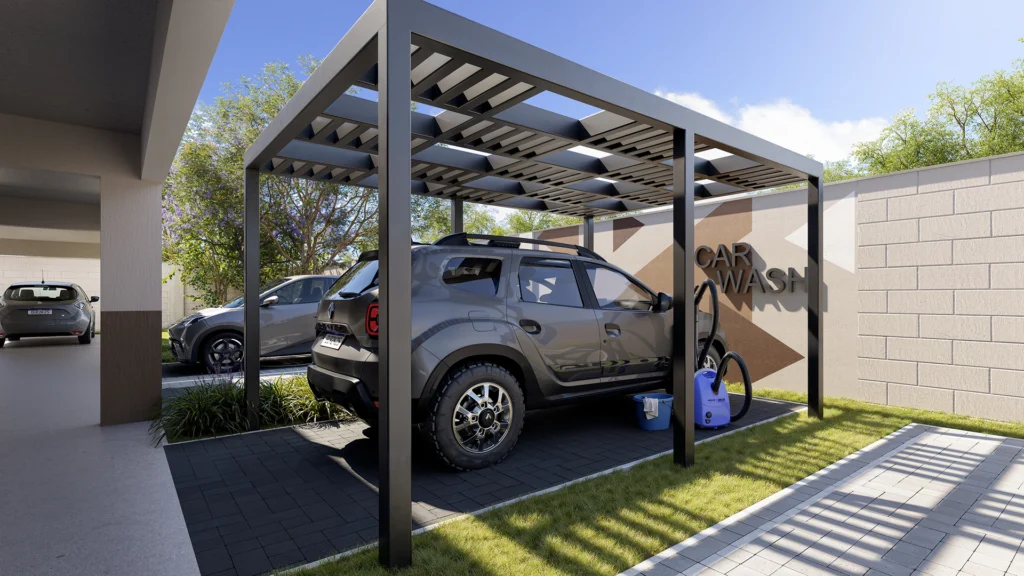 Perspectiva da área de car wash do empreendimento Lumina Fatima.